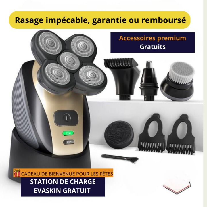 Rasage net et uniforme en moins de 2 minutes, sans coupures.